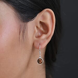 D'Joy Autumn Alexite 4.00 ctw Dangle Earrings in Platinum Over Sterling Silver