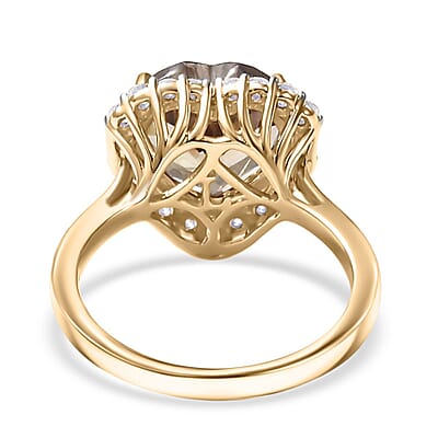 Certified & Appraised AAA Turkizite and Luxuriant Diamond G-H SI 5.66 ctw Heart Halo Ring in 10K Yellow Gold (Size 10.0)