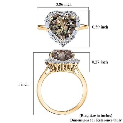 Certified & Appraised AAA Turkizite and Luxuriant Diamond G-H SI 5.66 ctw Heart Halo Ring in 10K Yellow Gold (Size 12.0)
