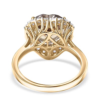 Certified & Appraised AAA Turkizite and Luxuriant Diamond G-H SI 5.66 ctw Heart Halo Ring in 10K Yellow Gold (Size 5.0)