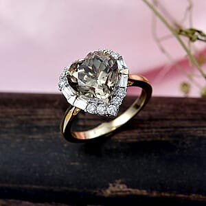 Doorbuster Certified & Appraised AAA Turkizite and Luxuriant Diamond G-H SI 5.66 ctw Heart Halo Ring in 10K Yellow Gold (Size 6.0)