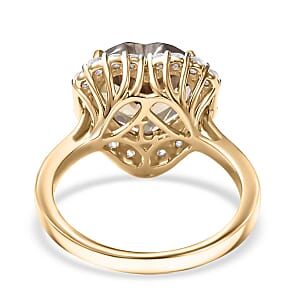 Doorbuster Certified & Appraised AAA Turkizite and Luxuriant Diamond G-H SI 5.66 ctw Heart Halo Ring in 10K Yellow Gold (Size 6.0)