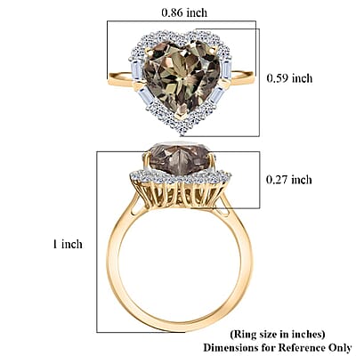 Certified & Appraised AAA Turkizite and Luxuriant Diamond G-H SI 5.66 ctw Heart Halo Ring in 10K Yellow Gold (Size 6.0)