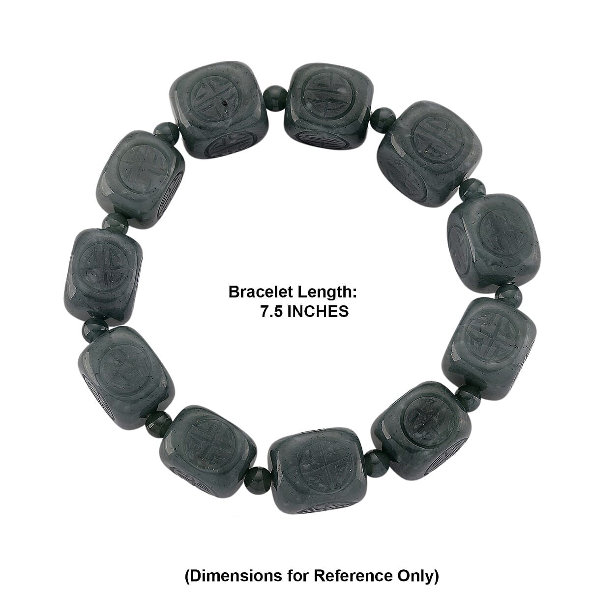 Natural Olmec Jadeite Carved 300.00 ctw Beaded Stretch Bracelet  image number 4