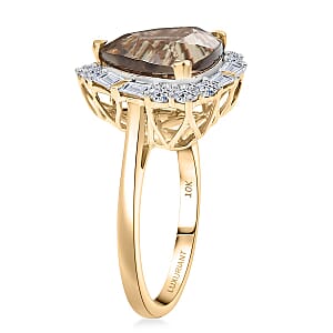 Certified AAA Turkizite, Diamond Halo Ring in 10K Yellow Gold 5.85 ctw (Size 10.0)