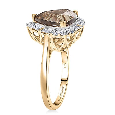 Certified and Appraised AAA Turkizite, Diamond Halo Ring in 10K Yellow Gold 5.85 ctw (Size 5.0)
