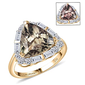 Doorbuster Certified & appraised AAA Turkizite and Luxuriant Diamond G-H SI 5.85 ctw Ring in 10K Yellow Gold (Size 6.0)