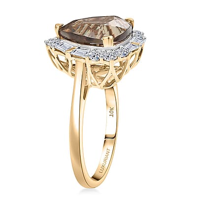 Certified & Appraised AAA Turkizite, Diamond Halo Ring in 10K Yellow Gold 5.85 ctw (Size 6.0)