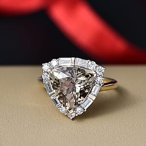 Certified & Appraised AAA Turkizite, Diamond Halo Ring in 10K Yellow Gold 5.85 ctw (Size 7.0)