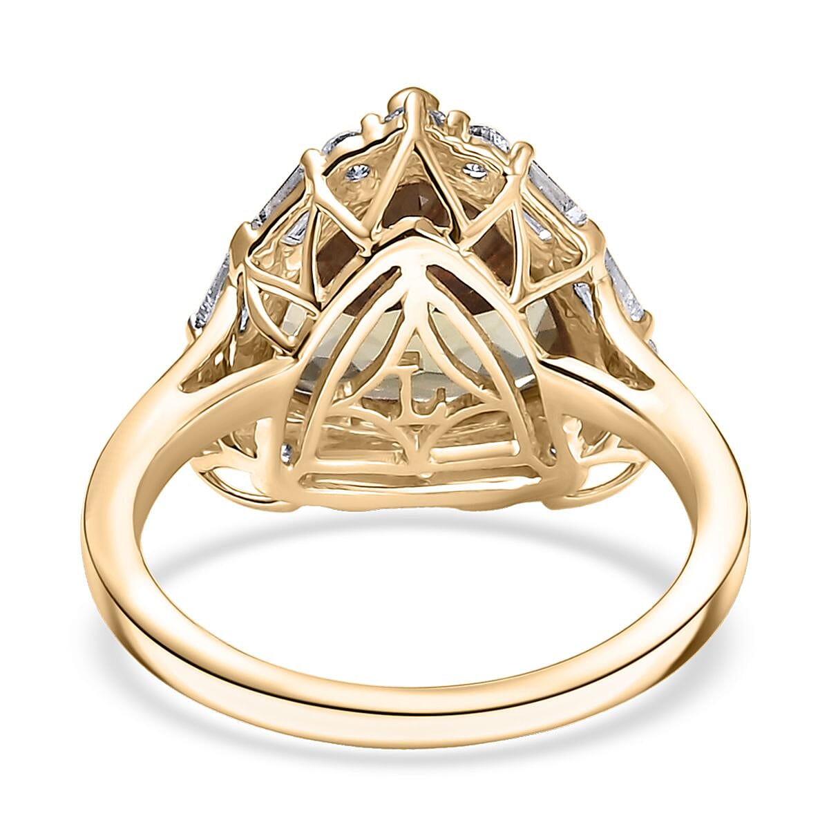 Doorbuster Certified & appraised AAA Turkizite and Luxuriant Diamond G-H SI 5.85 ctw Ring in 10K Yellow Gold (Size 7.0) image number 4