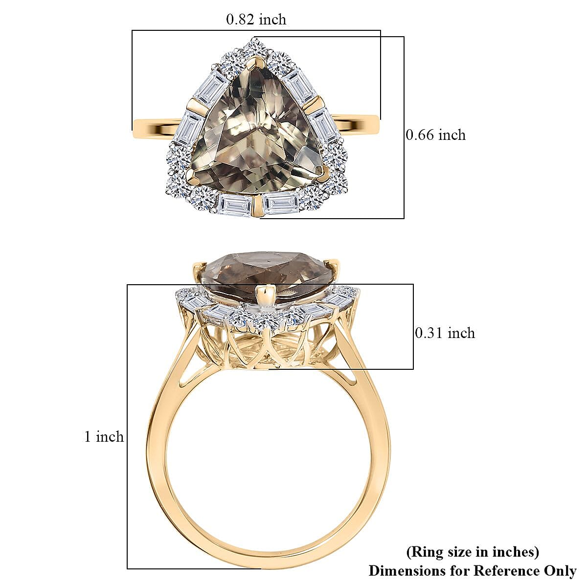 Doorbuster Certified & appraised AAA Turkizite and Luxuriant Diamond G-H SI 5.85 ctw Ring in 10K Yellow Gold (Size 7.0) image number 5