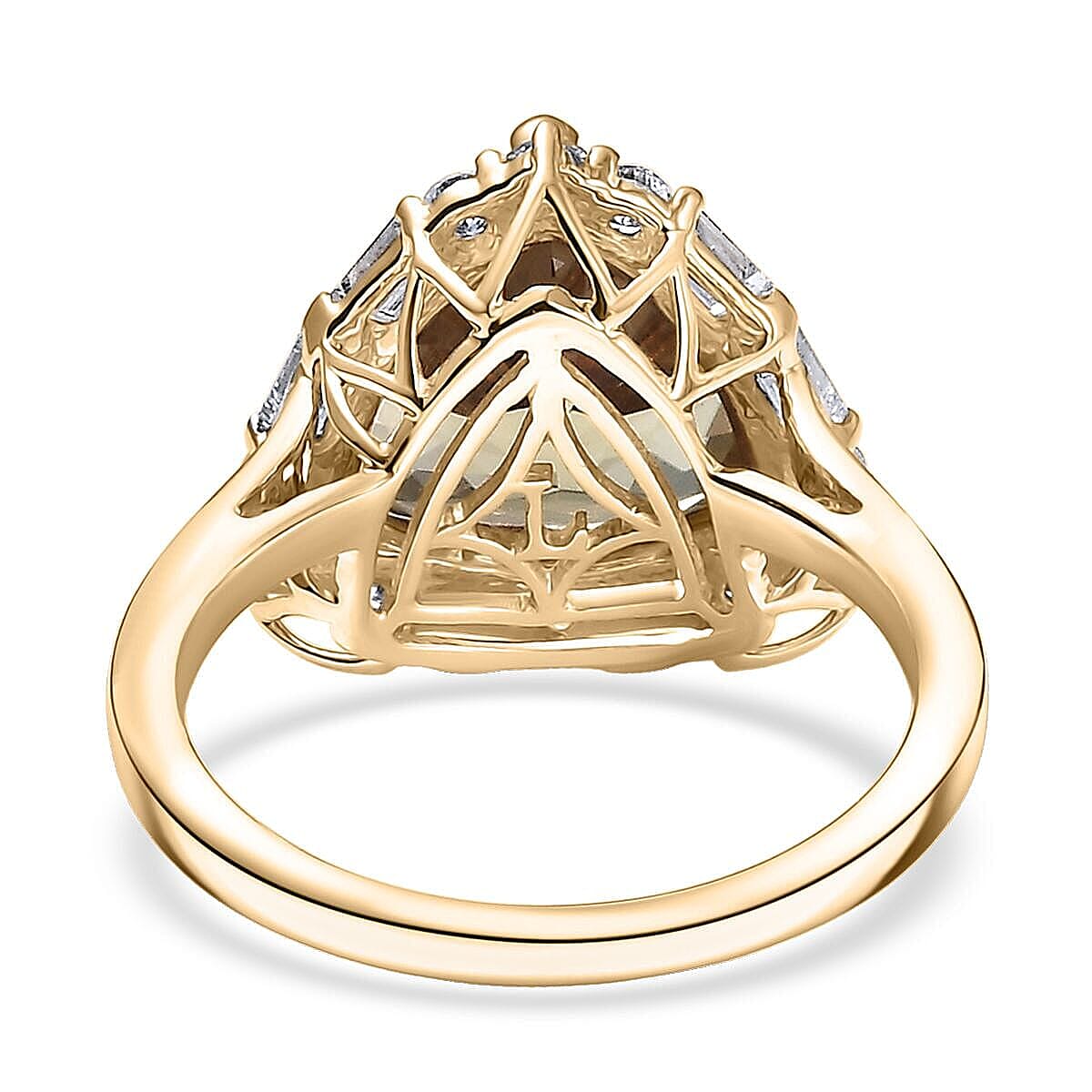 Certified & appraised AAA Turkizite and Luxuriant Diamond G-H SI 5.85 ctw Ring in 10K Yellow Gold image number 4