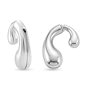 Sculptural Heart-Cutout Earrings in Silvertone