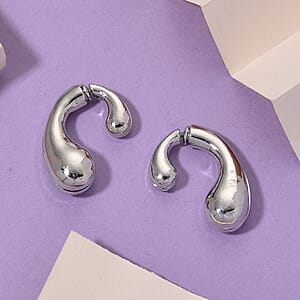 Sculptural Heart-Cutout Earrings in Silvertone