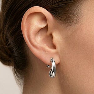 Sculptural Heart-Cutout Earrings in Silvertone