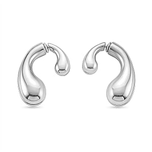 Sculptural Heart-Cutout Earrings in Silvertone