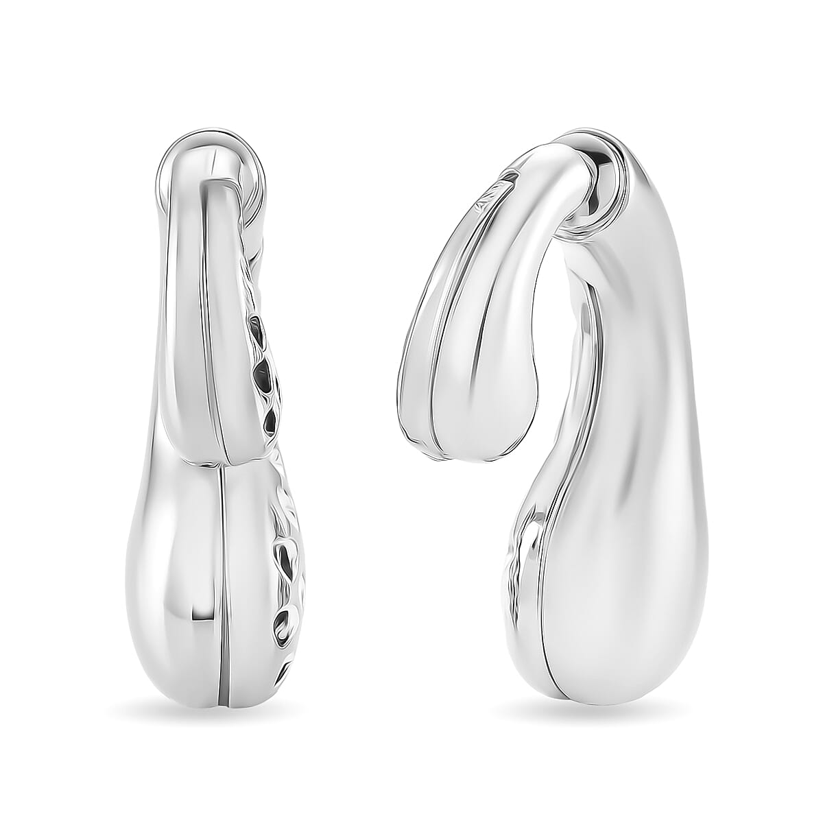 Sculptural Heart-Cutout Earrings in Silvertone image number 5