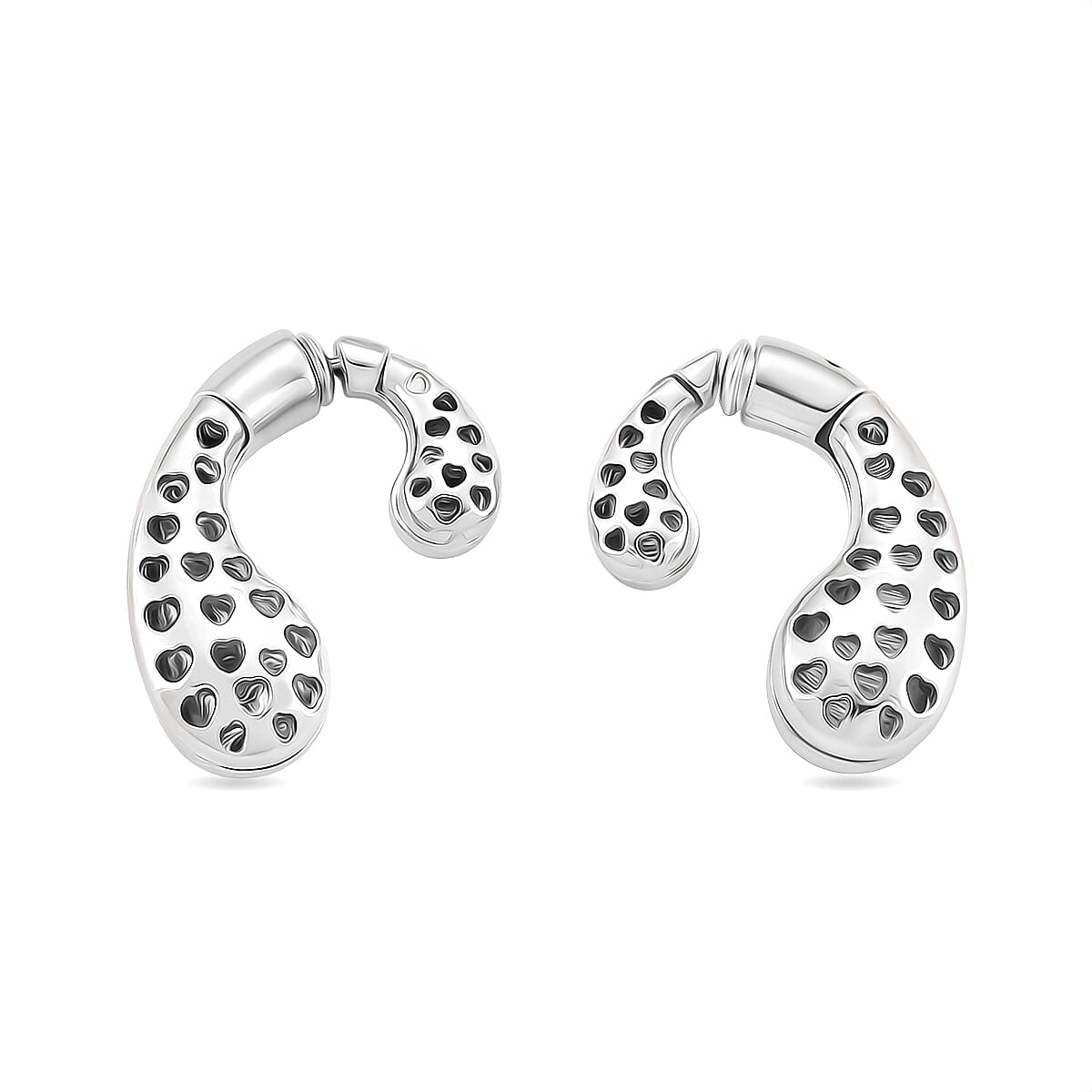 Sculptural Heart-Cutout Earrings in Silvertone image number 6