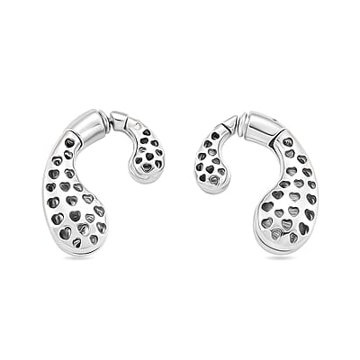 Sculptural Heart-Cutout Earrings in Silvertone