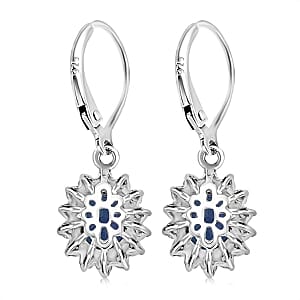 Masoala Sapphire and White Zircon 4.52 ctw Earrings in Rhodium Over Sterling Silver