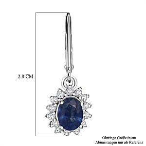 Masoala Sapphire and White Zircon 4.52 ctw Earrings in Rhodium Over Sterling Silver