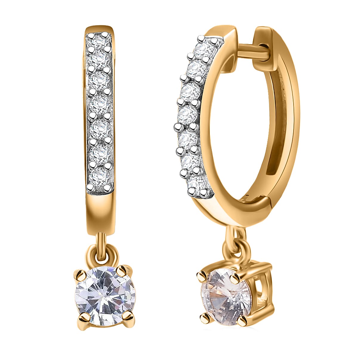 D'Joy White Zircon 1.00 ctw Earrings in 18K Vermeil Yellow Gold Over Sterling Silver image number 0