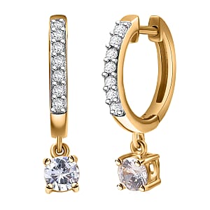 D'Joy White Zircon 1.00 ctw Earrings in 18K Vermeil Yellow Gold Over Sterling Silver