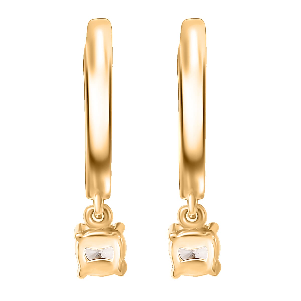 D'Joy White Zircon 1.00 ctw Earrings in 18K Vermeil Yellow Gold Over Sterling Silver image number 4