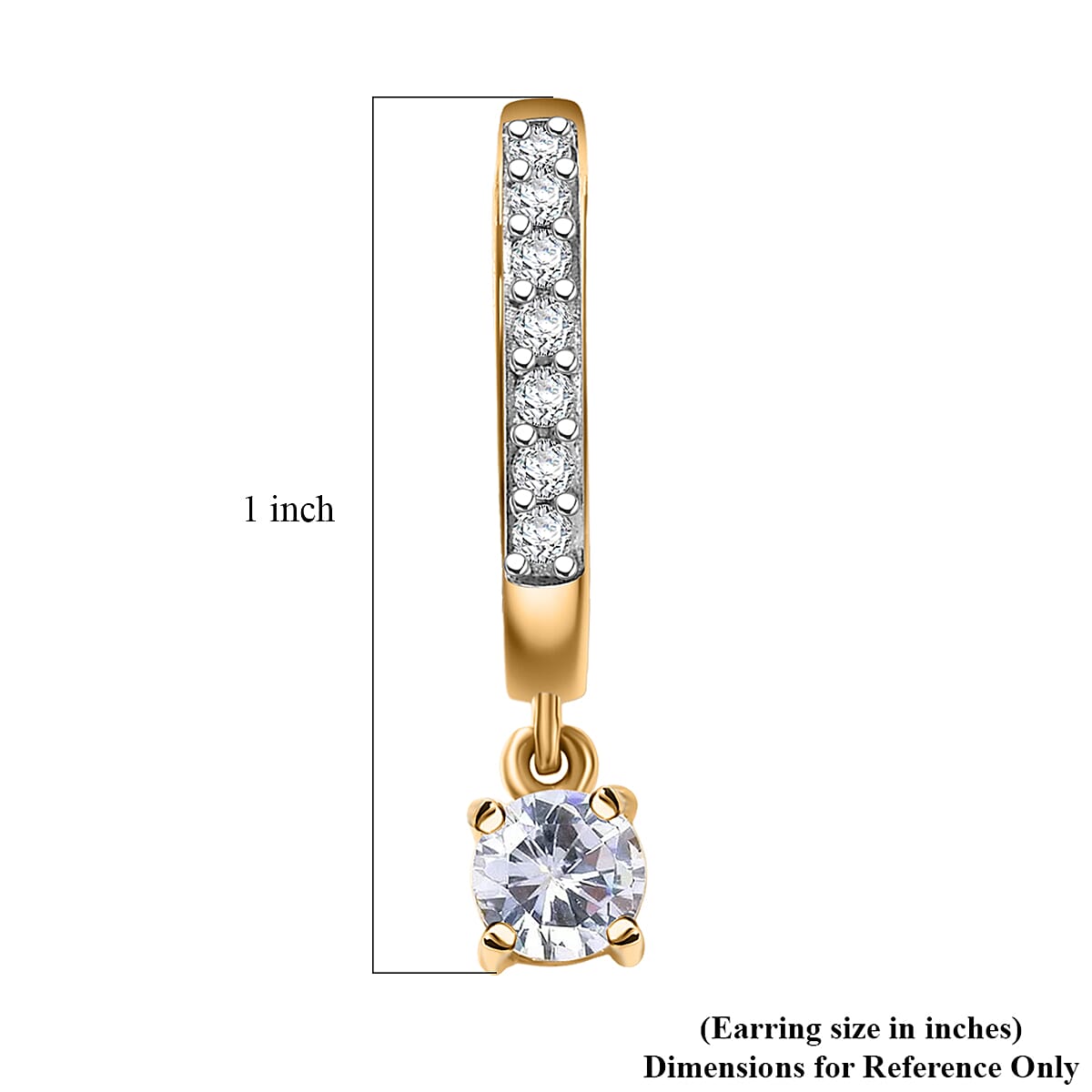 D'Joy White Zircon 1.00 ctw Earrings in 18K Vermeil Yellow Gold Over Sterling Silver image number 5