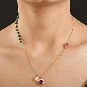 D'Joy Ethiopian Welo Opal, Multi Gemstone Necklace in 18K Vermeil YG Over Sterling Silver 10.35 ctw (18-20 Inches)