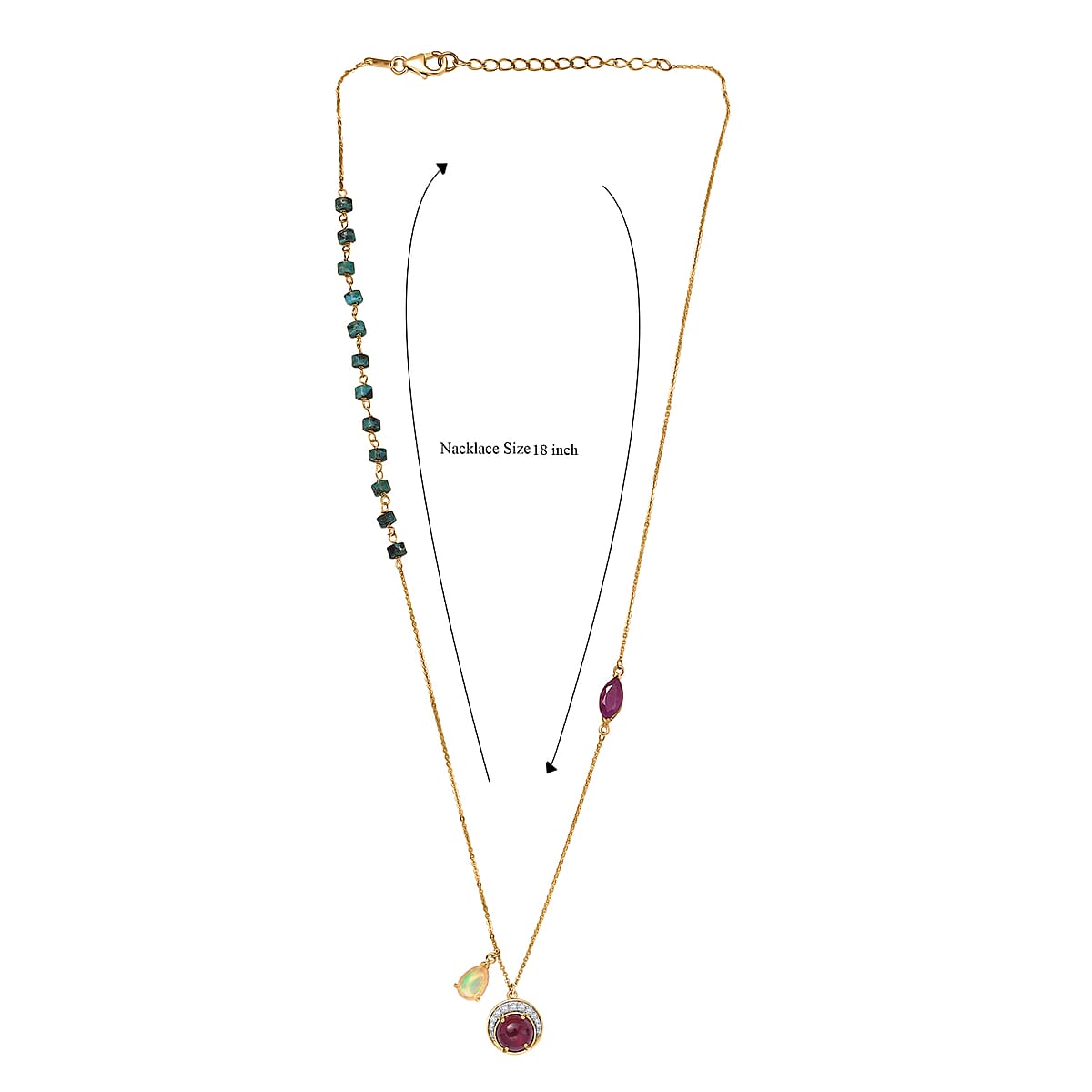 D'Joy Premium Ethiopian Welo Opal and Multi Gemstone 10.35 ctw Necklace in 18K Vermeil Yellow Gold Over Sterling Silver 18-20 Inches image number 7