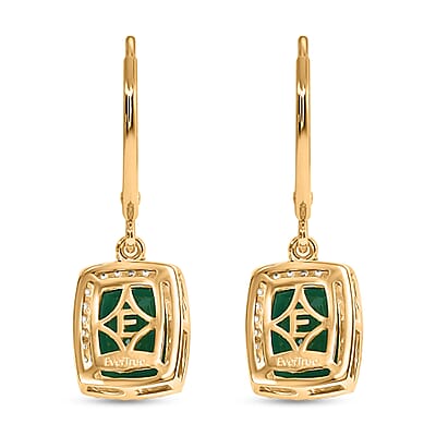 EverTrue Verde Onyx and White Zircon 4.60 ctw Lever Back Earrings in 18K YG Plated
