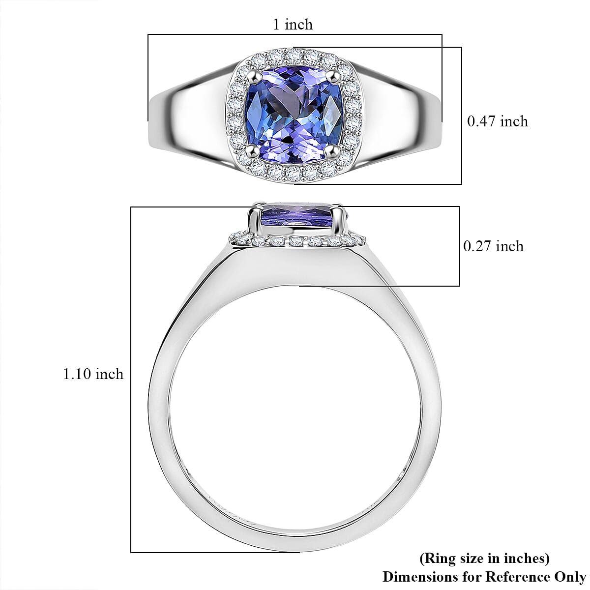 Luxoro Premium Peacock Tanzanite and Diamond I2 2.65 ctw Art Deco Men's Ring in 10K White Gold (Size 10.0) 5.30 Grams image number 5