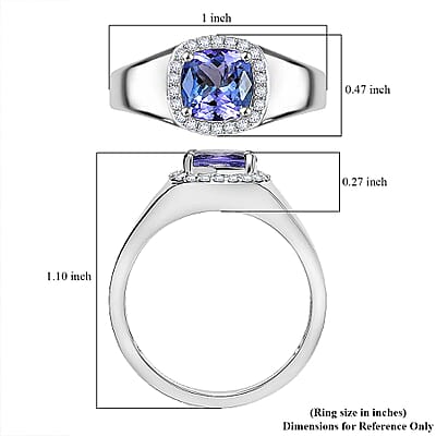 Luxoro Premium Peacock Tanzanite and Diamond I2 2.65 ctw Art Deco Men's Ring in 10K White Gold (Size 10.0) 5.30 Grams