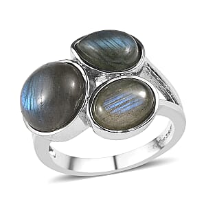 EverTrue Malagasy Labradorite 8.15 ctw Ring in Stainless Steel (Size 10.0)