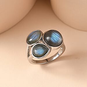 EverTrue Malagasy Labradorite 8.15 ctw Ring in Stainless Steel (Size 10.0)