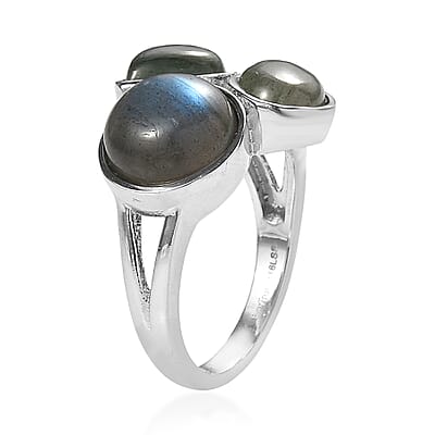 EverTrue Malagasy Labradorite 8.15 ctw Ring in Stainless Steel (Size 6.0)
