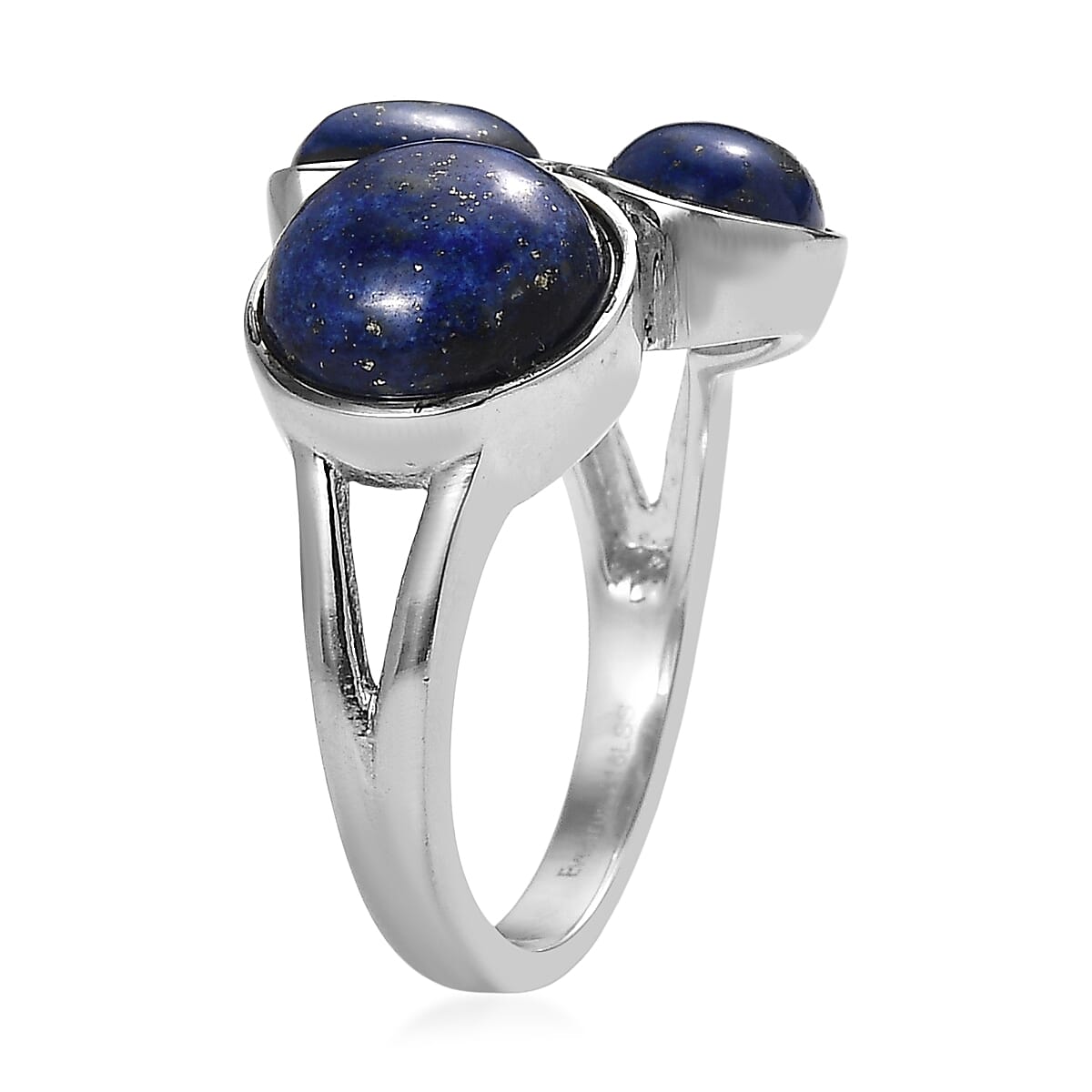 EverTrue Lapis Lazuli 9.40 ctw 3 Stone Ring in Stainless Steel (Size 10.0) image number 3