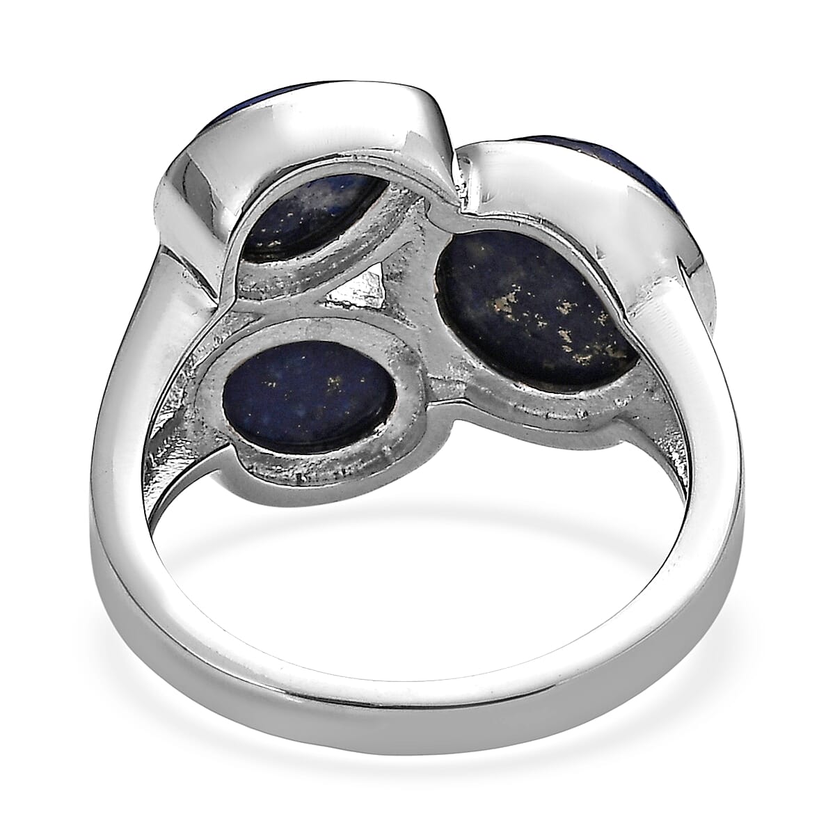 EverTrue Lapis Lazuli 9.40 ctw 3 Stone Ring in Stainless Steel (Size 10.0) image number 4