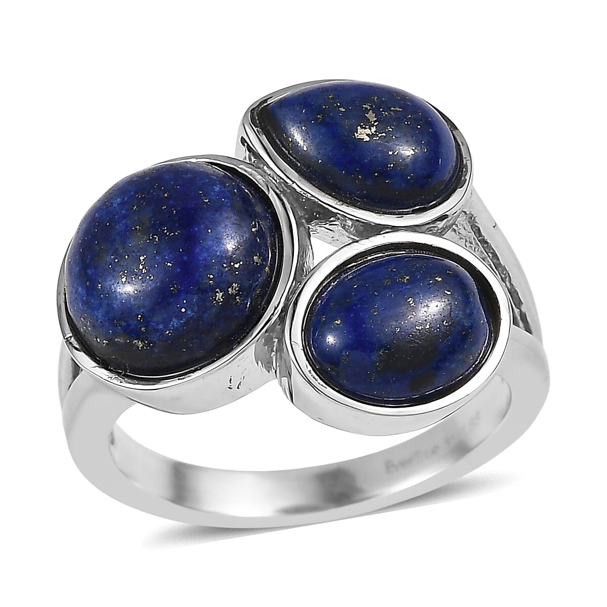 EverTrue Lapis Lazuli 9.40 ctw 3 Stone Ring in Stainless Steel (Size 8.0)