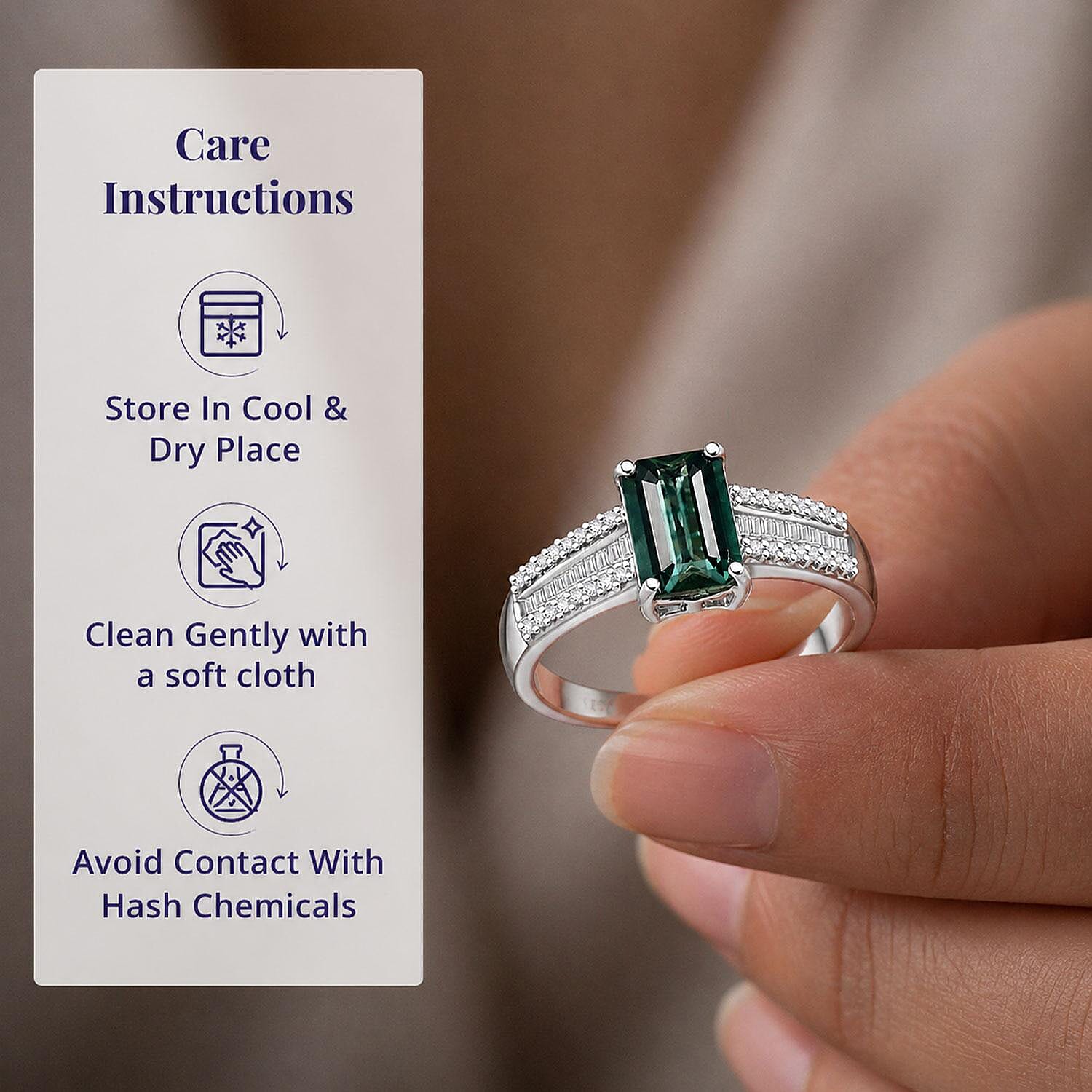Luxoro AAA Lagoon Tourmaline and Diamond I2 1.50 ctw Deco Majesty Ring in 10K White Gold (Size 10.0)