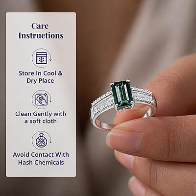 Luxoro AAA Lagoon Tourmaline and Diamond I2 1.50 ctw Deco Majesty Ring in 10K White Gold (Size 10.0)