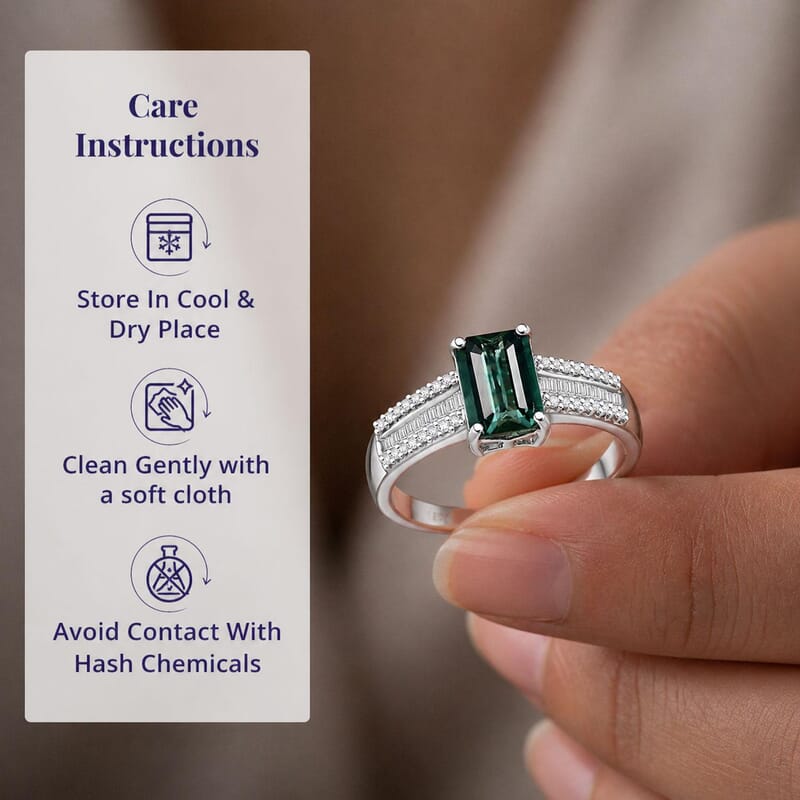 Luxoro AAA Lagoon Tourmaline and Diamond I2 1.50 ctw Deco Majesty Ring in 10K White Gold (Size 10.0)