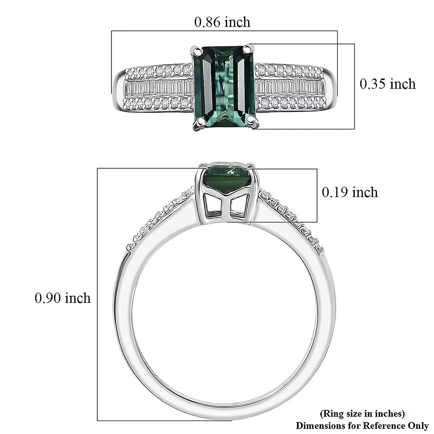 Luxoro AAA Lagoon Tourmaline and Diamond I2 1.50 ctw Deco Majesty Ring in 10K White Gold (Size 10.0)