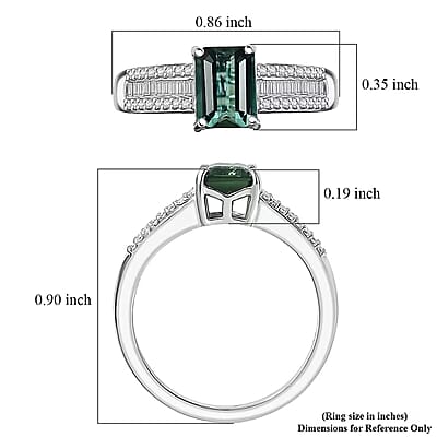 Luxoro AAA Lagoon Tourmaline and Diamond I2 1.50 ctw Deco Majesty Ring in 10K White Gold (Size 10.0)