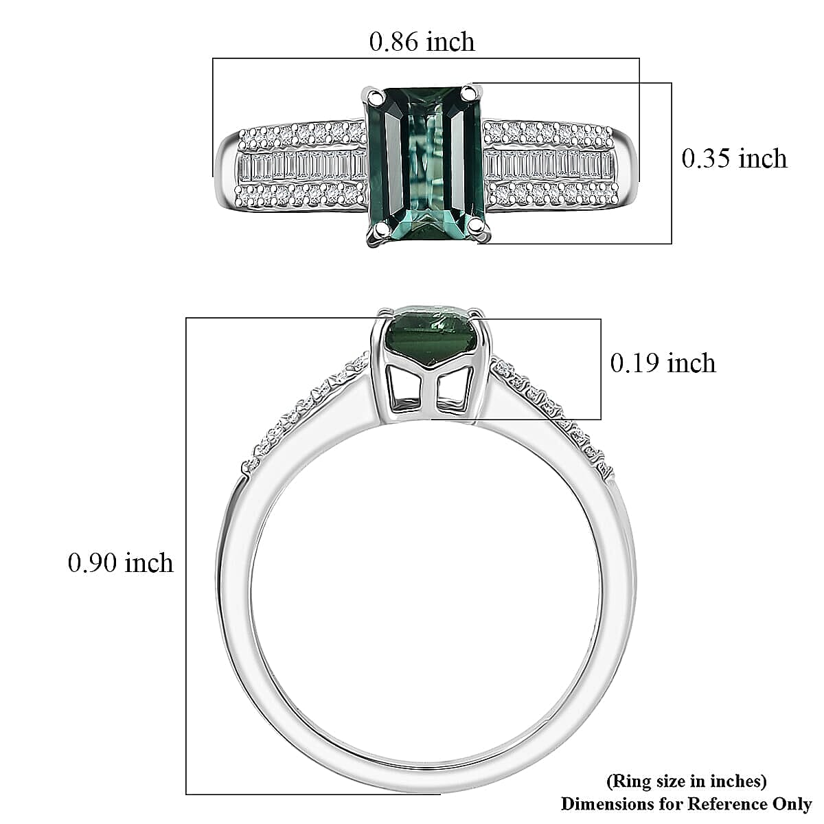Luxoro 10K White Gold AAA Lagoon Tourmaline, Diamond (G-H, I2)(0.19 cts) Ring (Size 10.0) 1.50 ctw image number 5
