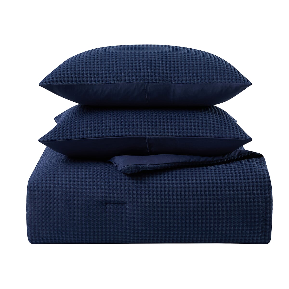 Kathy Ireland 3-Piece Navy Waffle Down Alternative Comforter Set -Queen image number 0