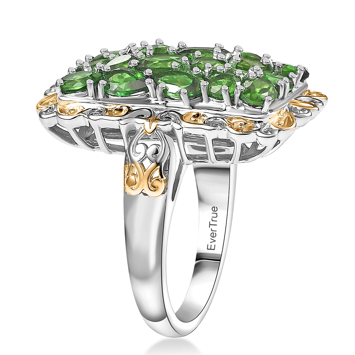 EverTrue Chrome Diopside 3.80 ctw Ring in 18K YG Plated and Platinum Bond (Size 10.0) image number 3