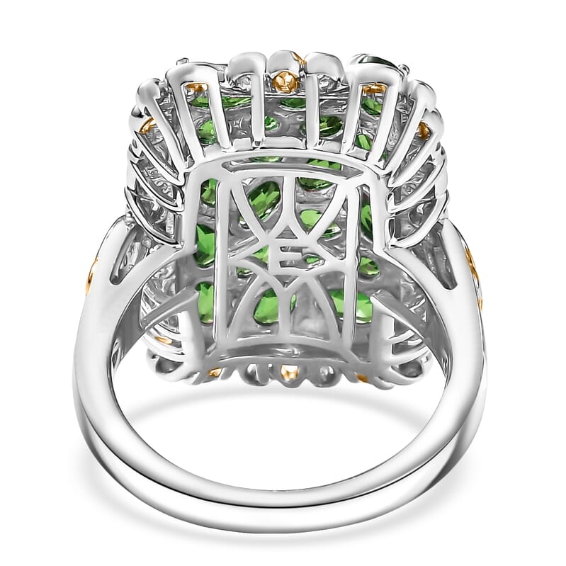 EverTrue Chrome Diopside 3.80 ctw Victorian Filigree Ring in 18K YG Plated and Platinum Bond (Size 5.0)