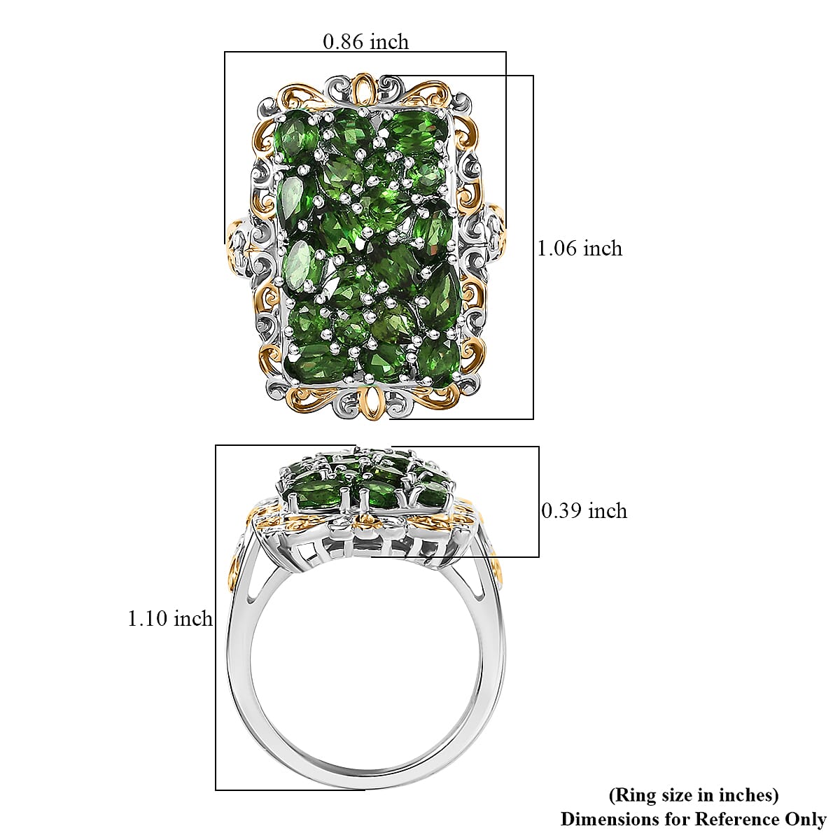 EverTrue Chrome Diopside 3.80 ctw Ring in 18K YG Plated and Platinum Bond (Size 5.0) image number 5